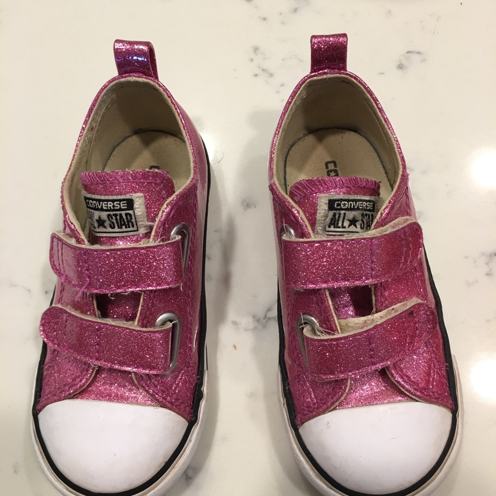 Pink glitter converse toddler 8